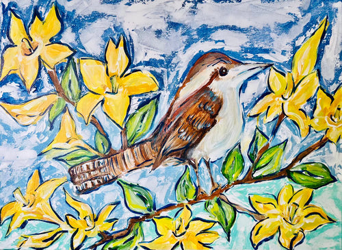 Carolina Wren and Yellow Jasmine Print