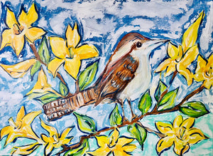 Carolina Wren and Yellow Jasmine Print