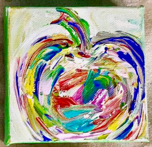 Dream a little ART | Hand painted abstract of an apple by southern Artist | Leah G Richardson